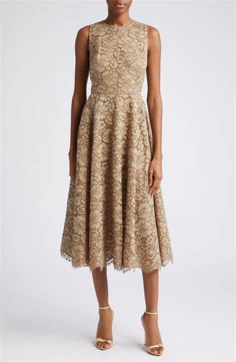 Michael Kors Collection Floral Lace Sleeveless Fit & Flare Midi 